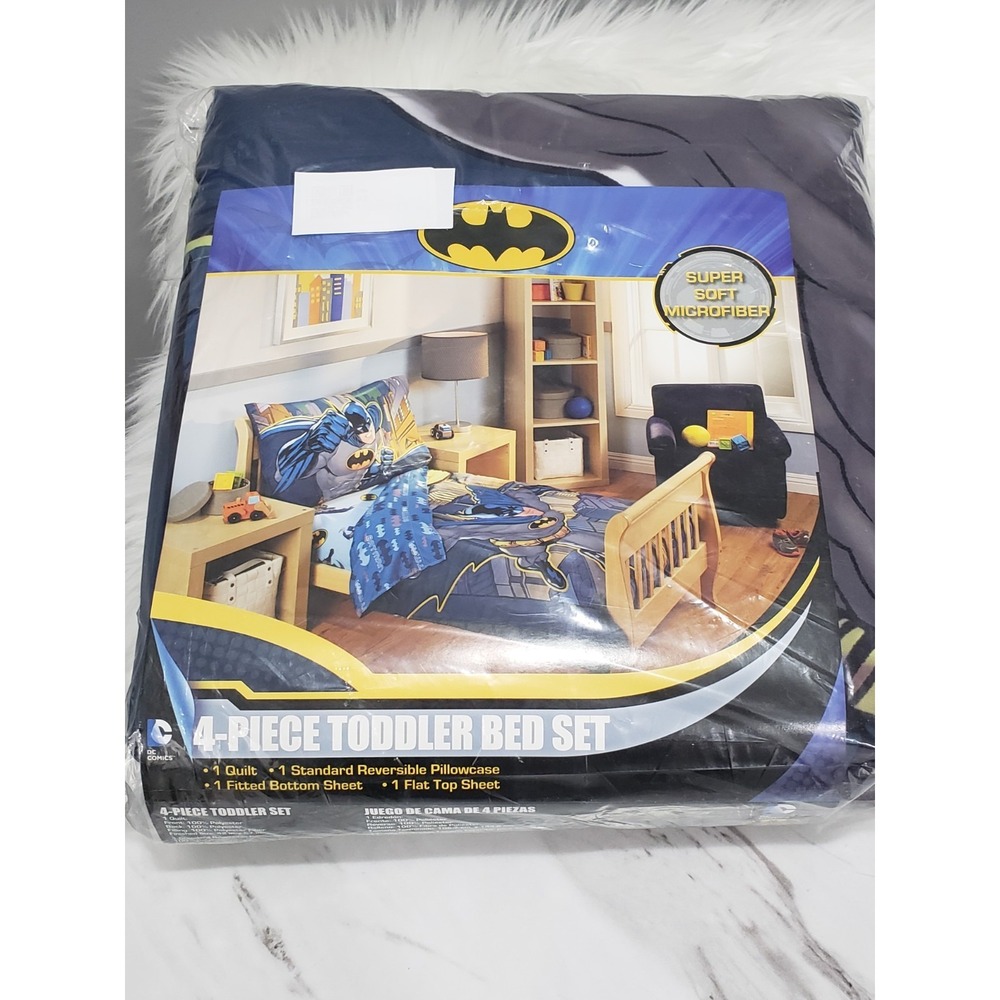Batman Toddler 4-Piece Bed Set Microfiber Quilt Sheets Pillowcase Bedding decor